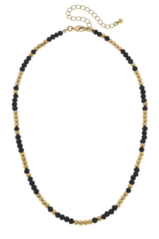 Gabbi Beaded Glass Necklace: Black