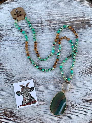 Jasper Drop Stone Necklace Crazy Heifer