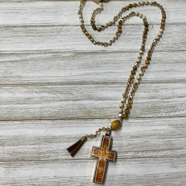 Gypsy Cross Pendant Necklace: BLACK Crazy Heifer