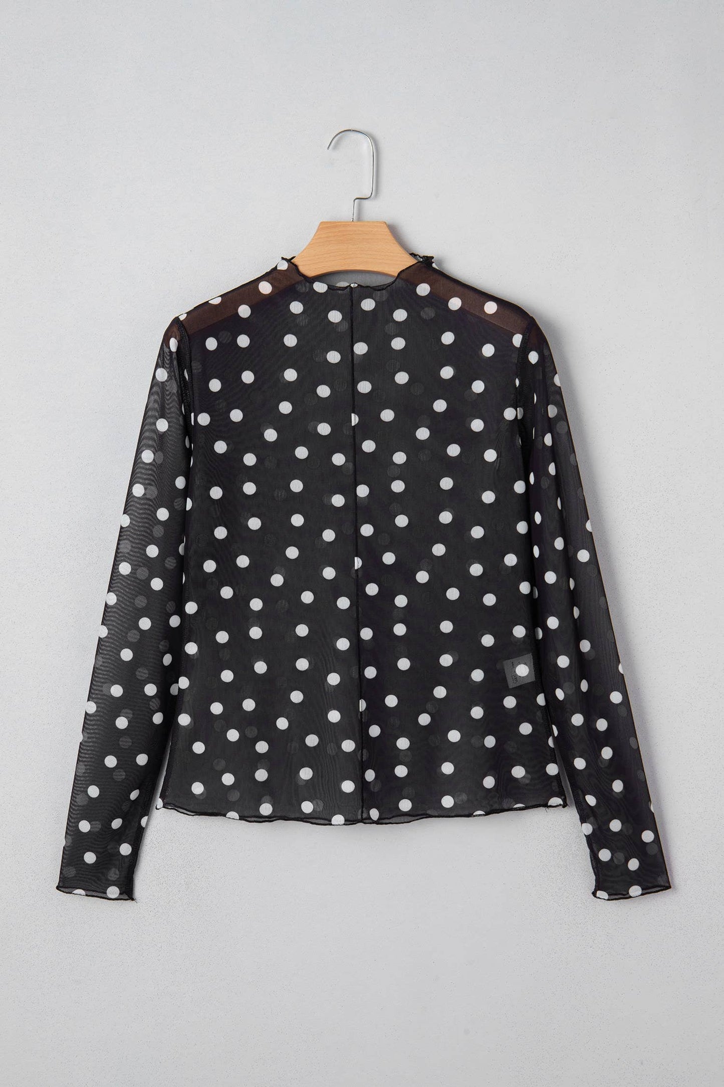 66 Polka Dot Western Mock Neck Mesh Bodycon Top (S-XL): Black / Missy / M