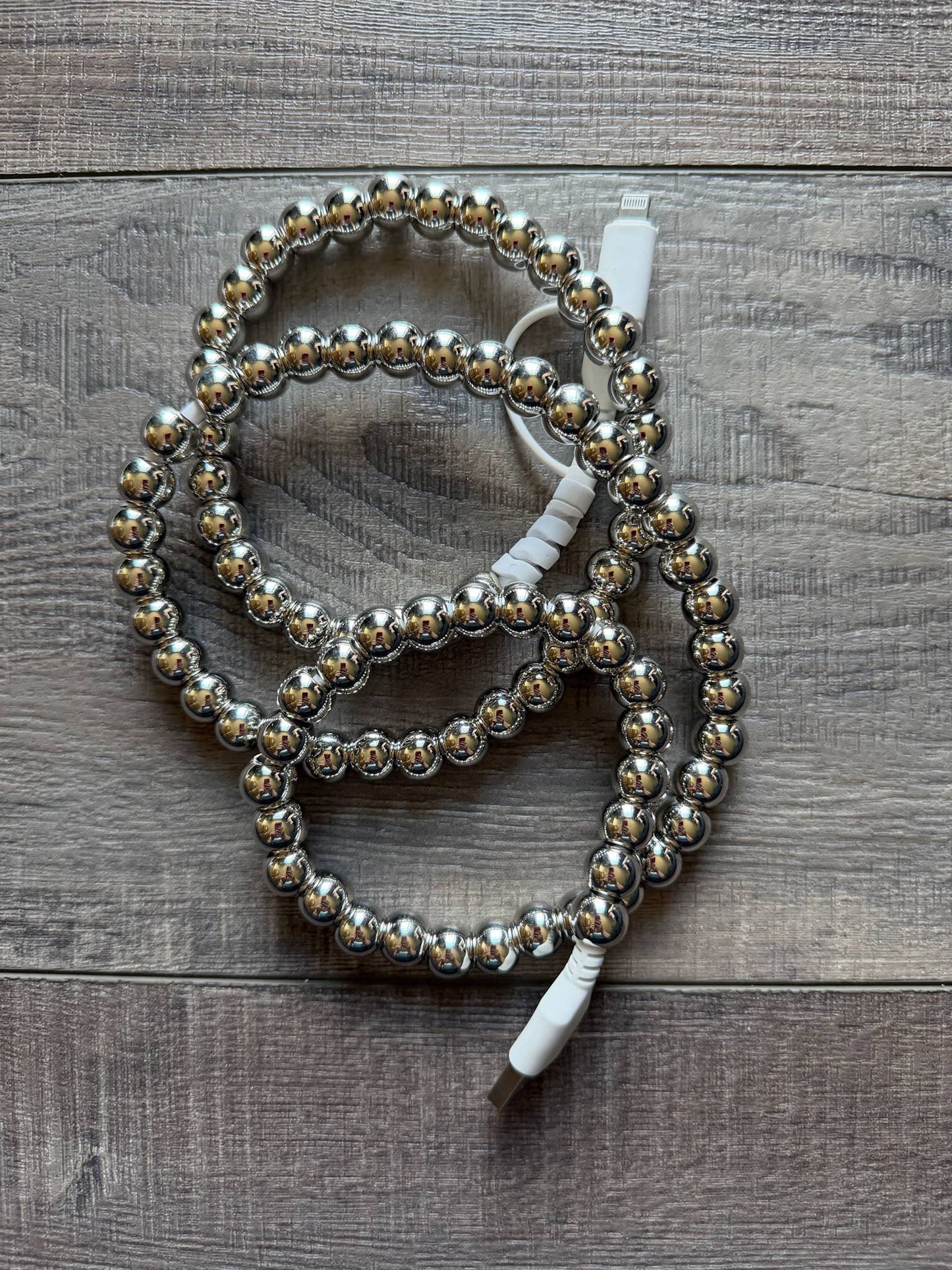 Beaded Phone Charger with Lightning & USB-C Cable: Turquoise JInk Tx
