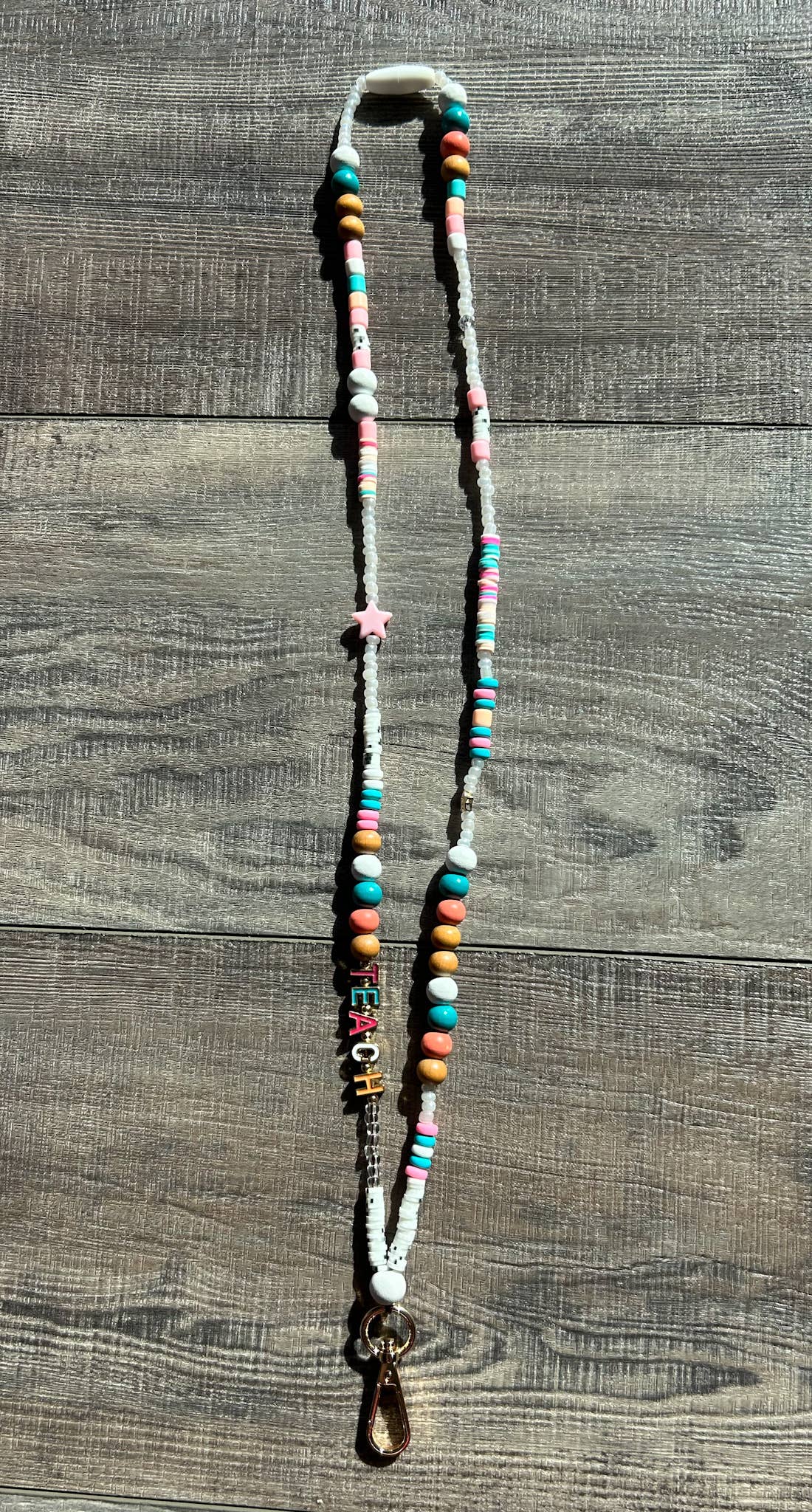 Teach Colorful Beaded Lanyard with Breakaway Clasp JInk Fl