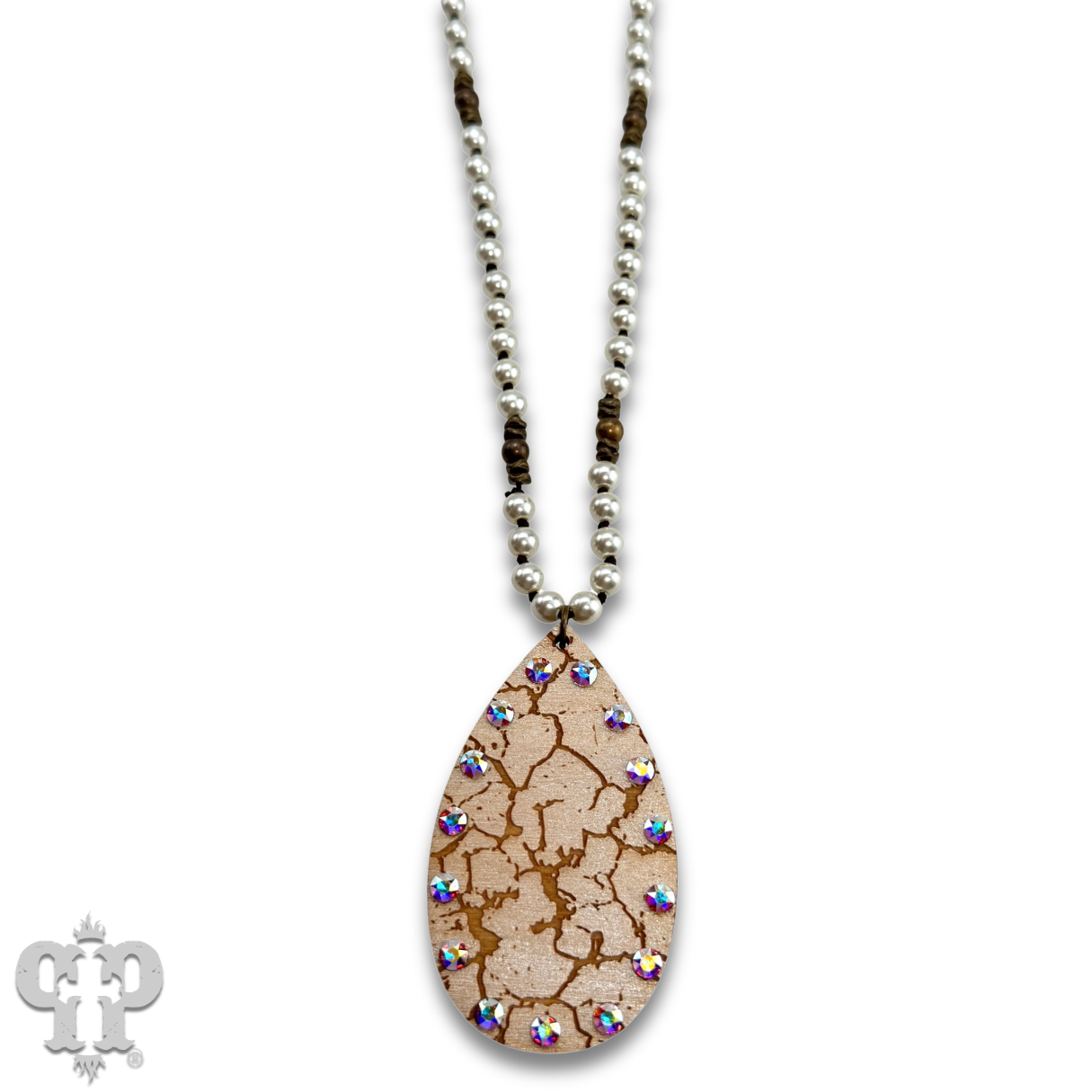 Crackle finish teardrop pendant necklace: Turquoise