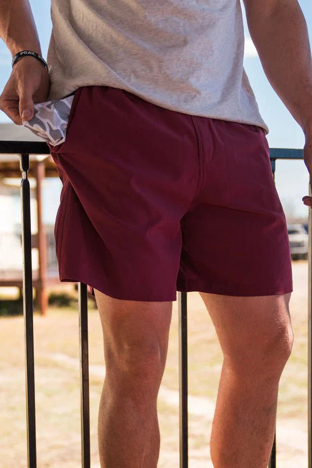 Everyday Short - Maroon - White Camo Pocket Burlebo