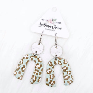 2.5" White & Sea Green Leopard Rainbow Corkies Doohickie