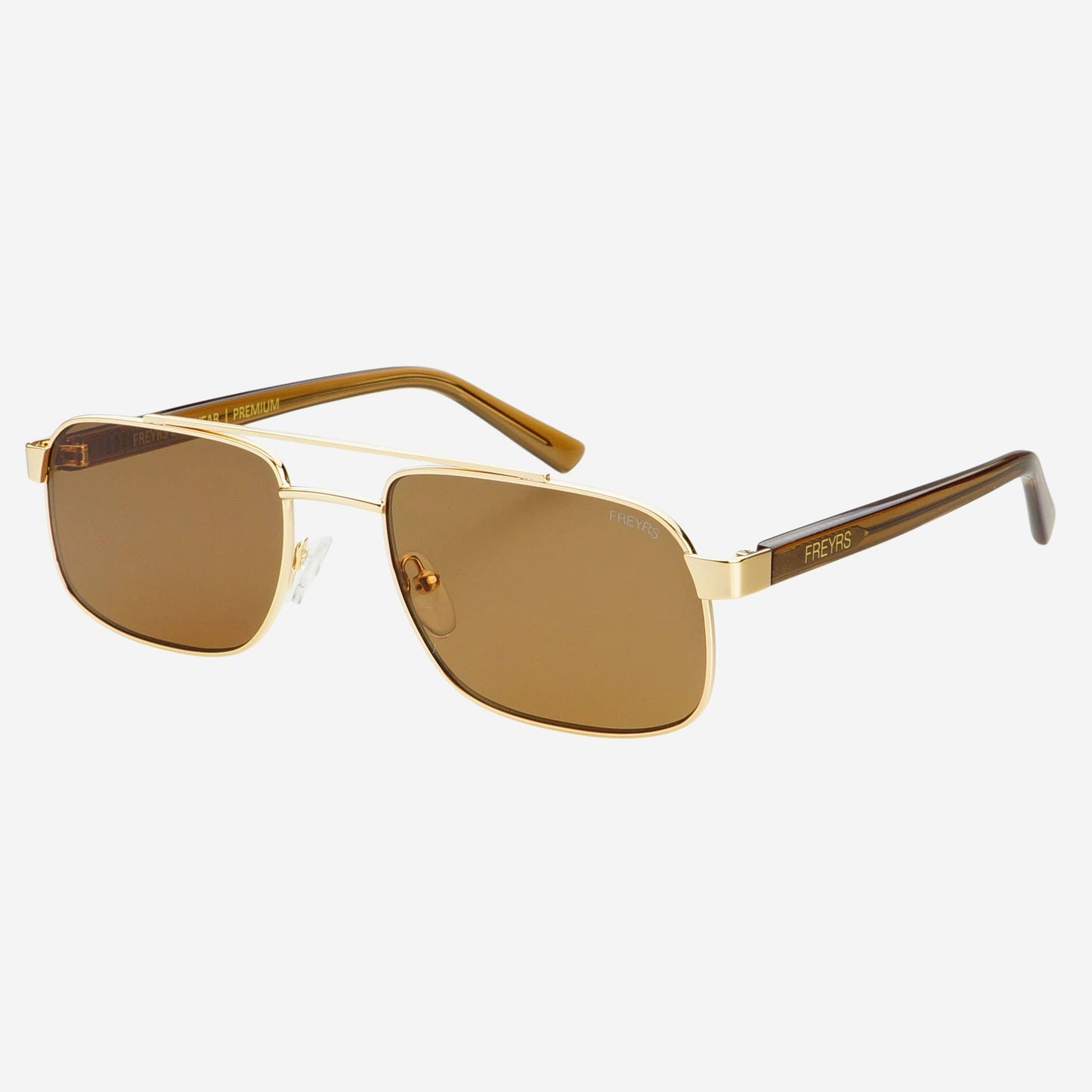 Vesper Unisex Aviator Sunglasses : Gold / Solid Brown Freyrs