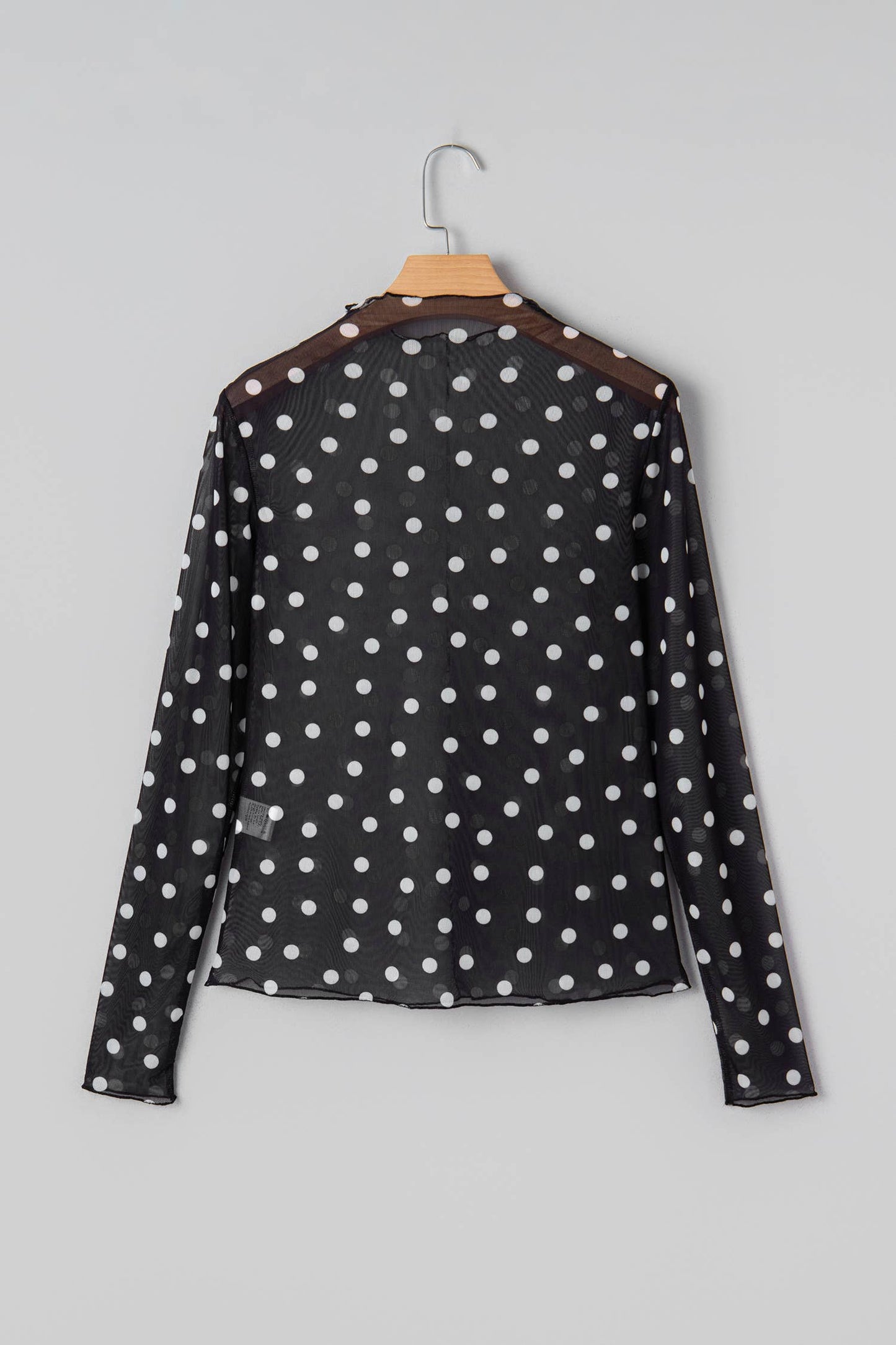 66 Polka Dot Western Mock Neck Mesh Bodycon Top (S-XL): Black / Missy / XL