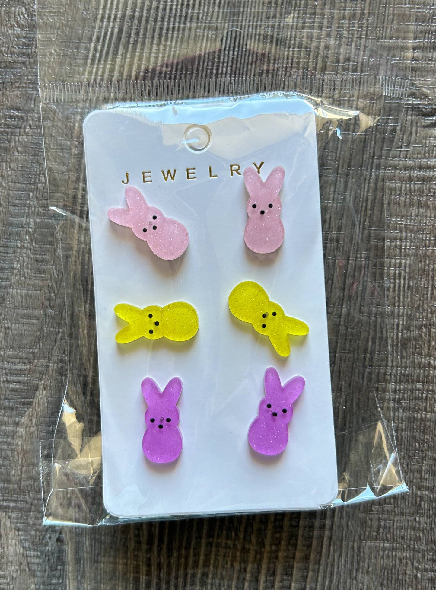 Easter Bunny Peeps Style Earrings Set of 3 Pairs: JInk Tx/Fl