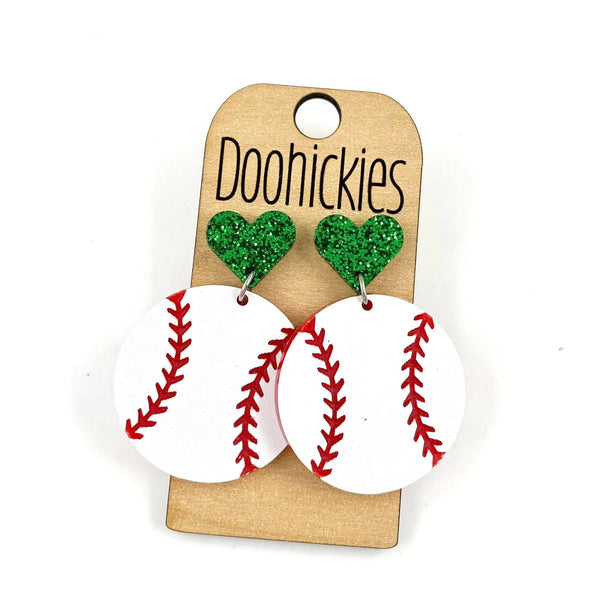 Heart Baseball Dangles - Purple Doohickie