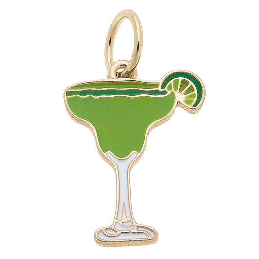 Margarita Enamel Drink Charm in Green canvas