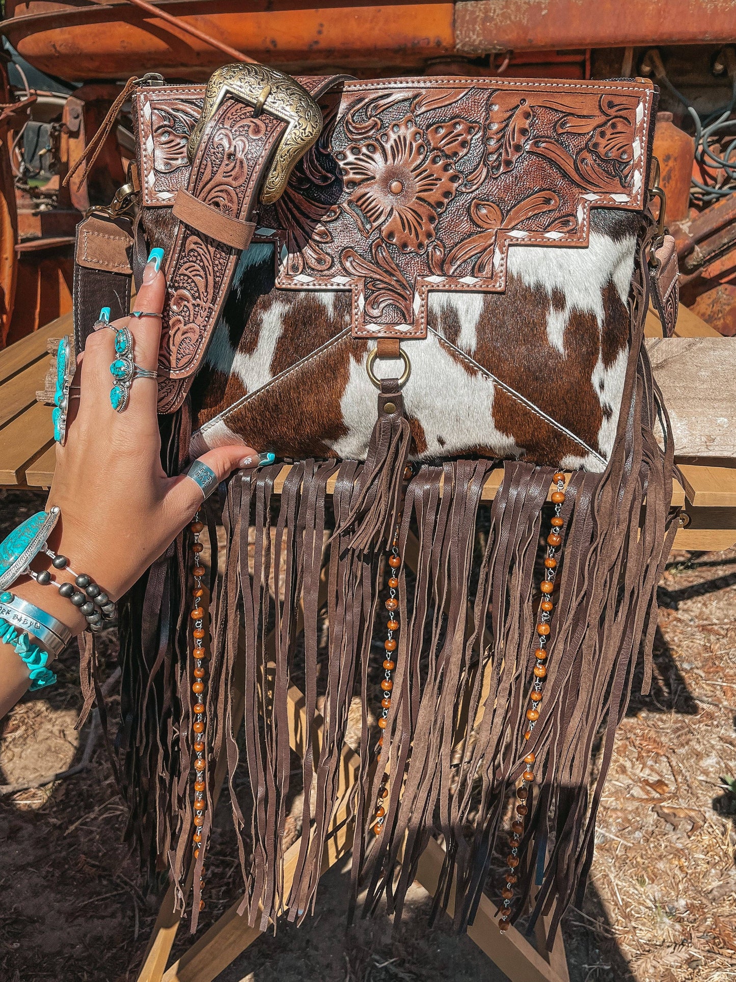 The Lancaster Cowhide Leather Tooled Purse Haught