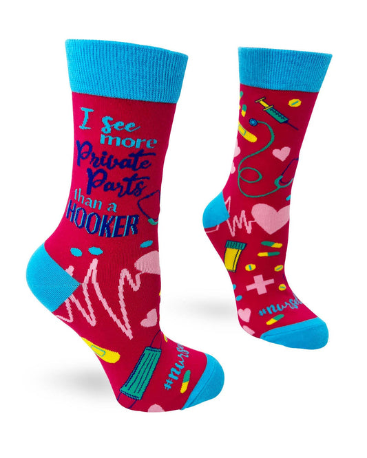 I See More Private Parts Than a Hooker Women's Crew Socks Fab daz