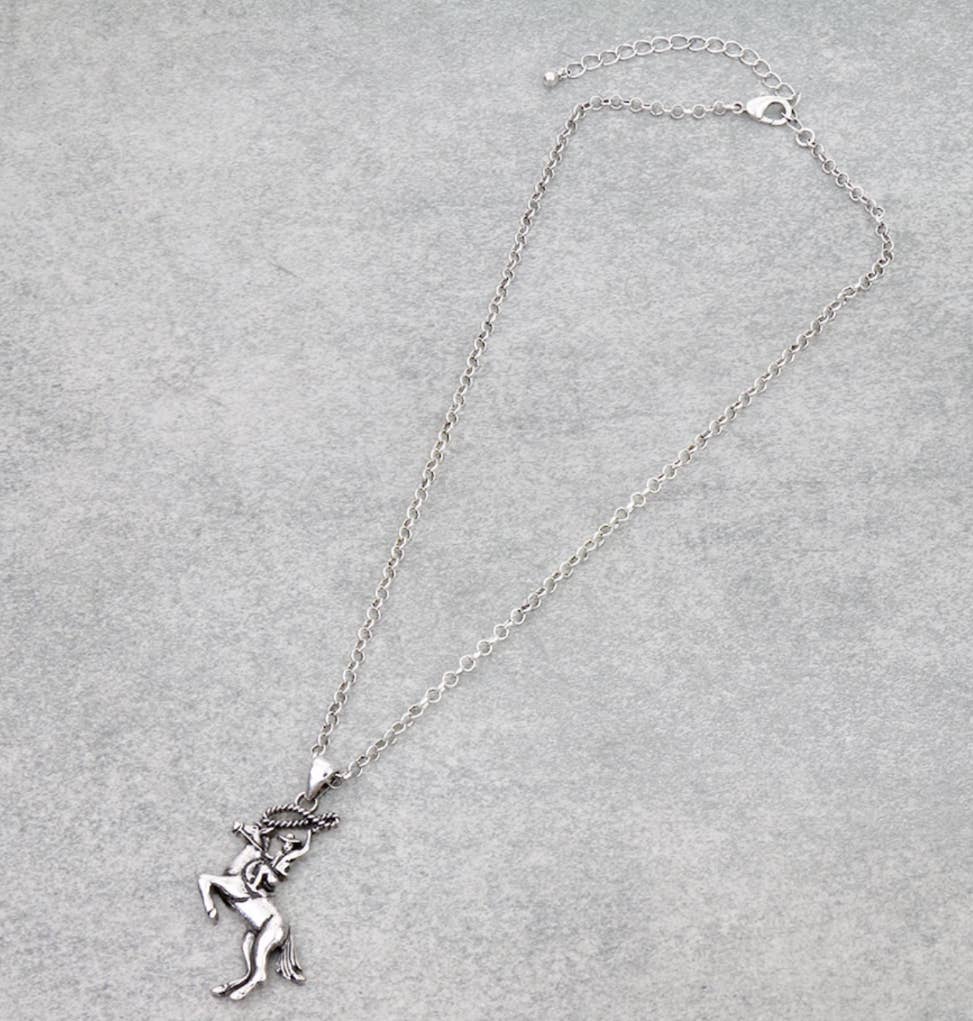 Western Rodeo Cowboy Necklace - Cowboy Rodeo Steer Horses: RODEO - COWGIRL Or Steer