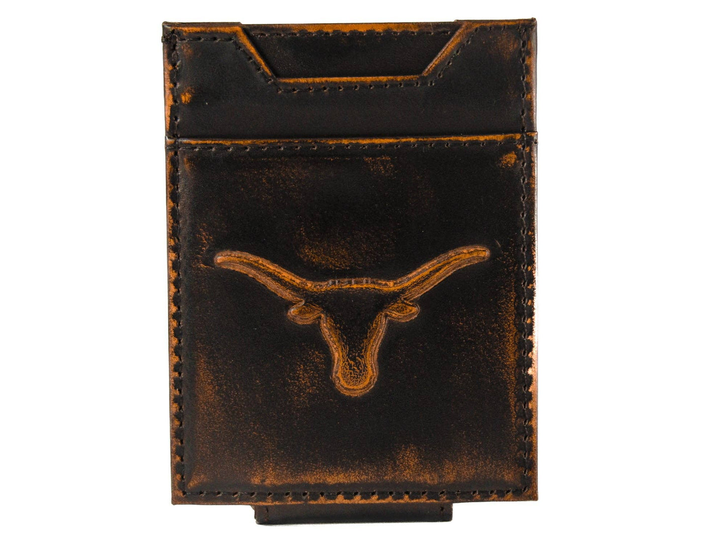 Texas Longhorns Zep Burnished Leather Magnetic Front Pocket Wallet
