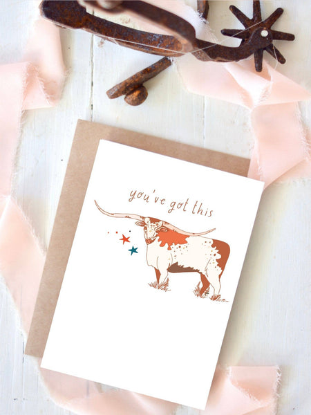 Cowgirl Longhorn  Encouragement Card, Graduation, New Job, Western Adventure Tirzah