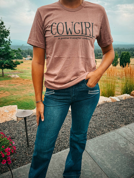 Cowgirls Tee: Mauve Modern Cowboy