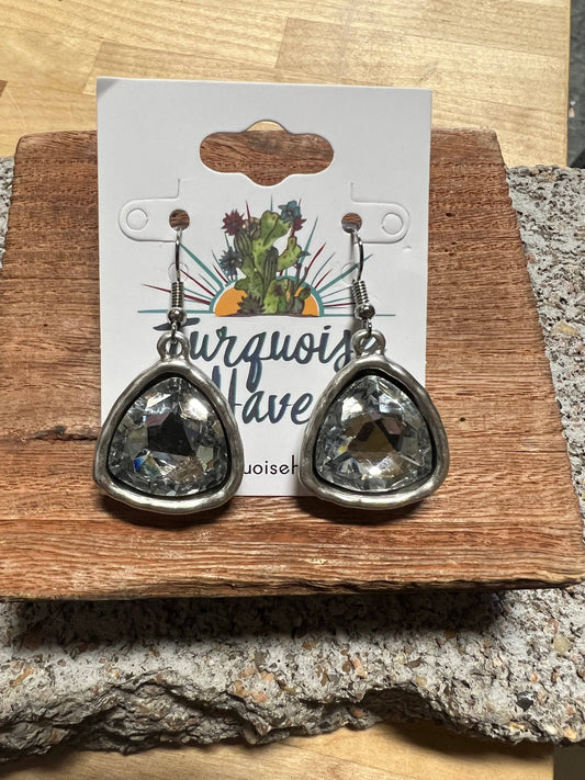 CLEAR Crystal Drop Earrings TH