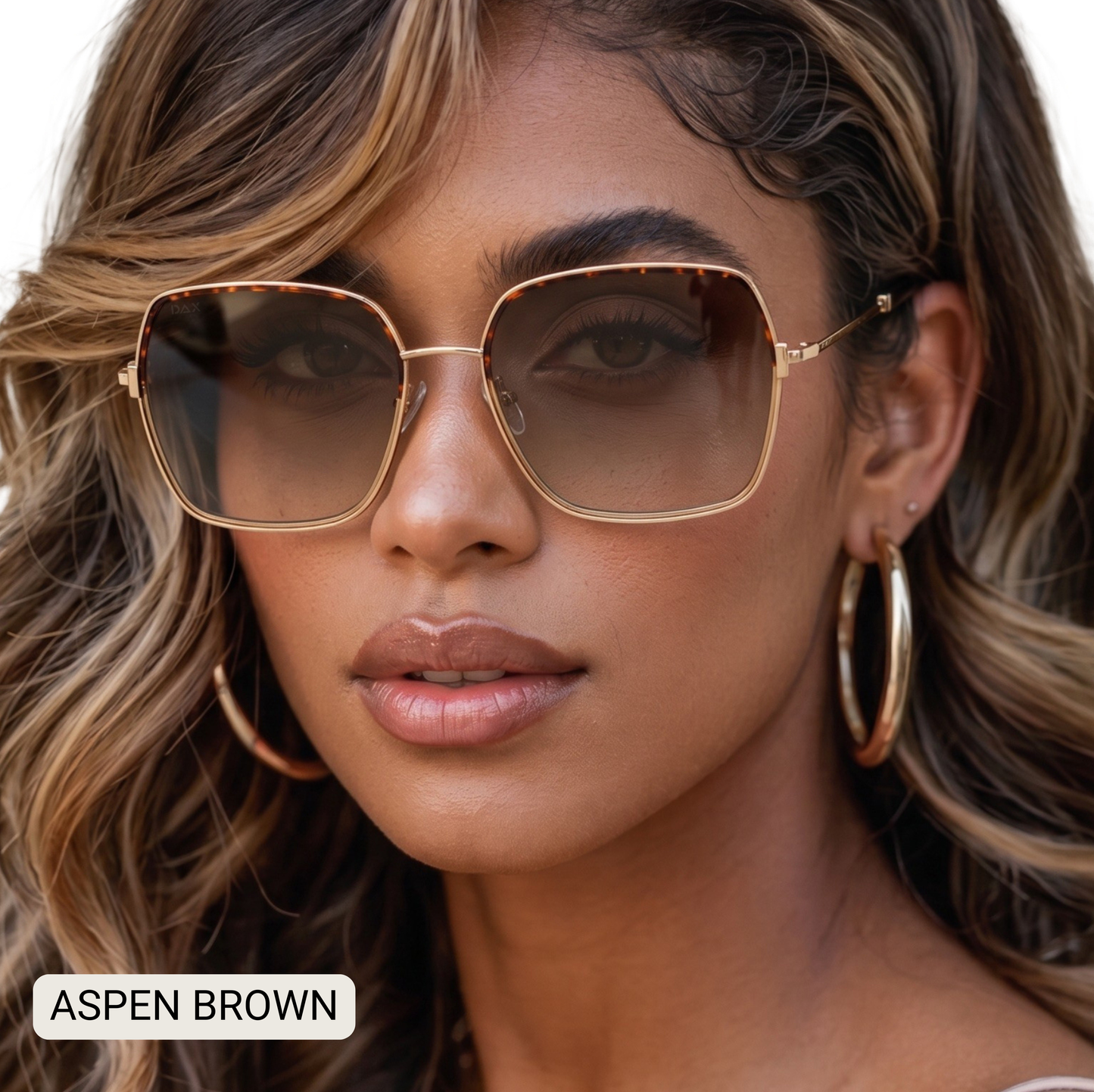 Aspen - Women's Oversized Square Frame Sunglasses: Brown Tx Dax