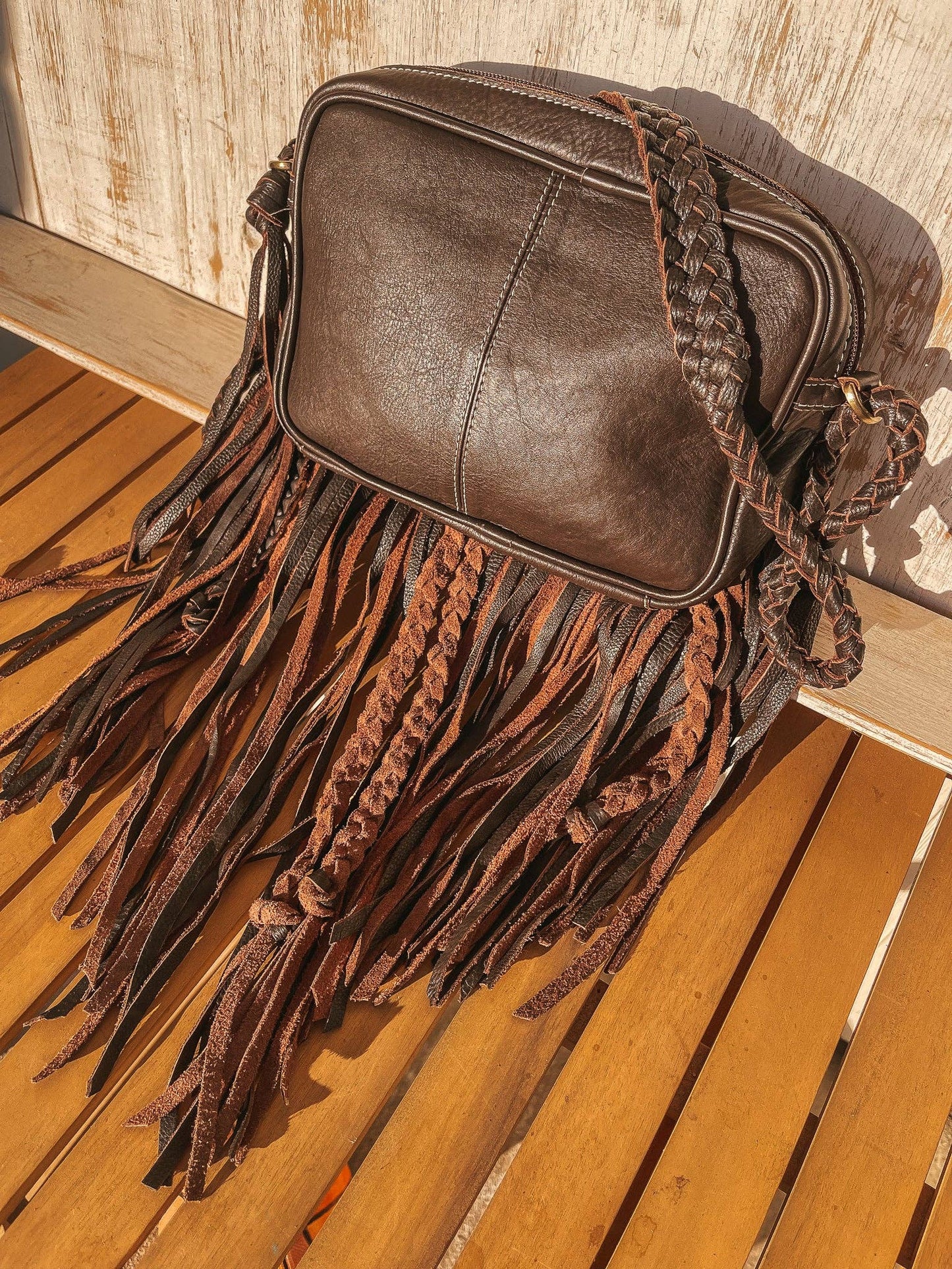The Jolene Cowhide Purse in Brown Haught