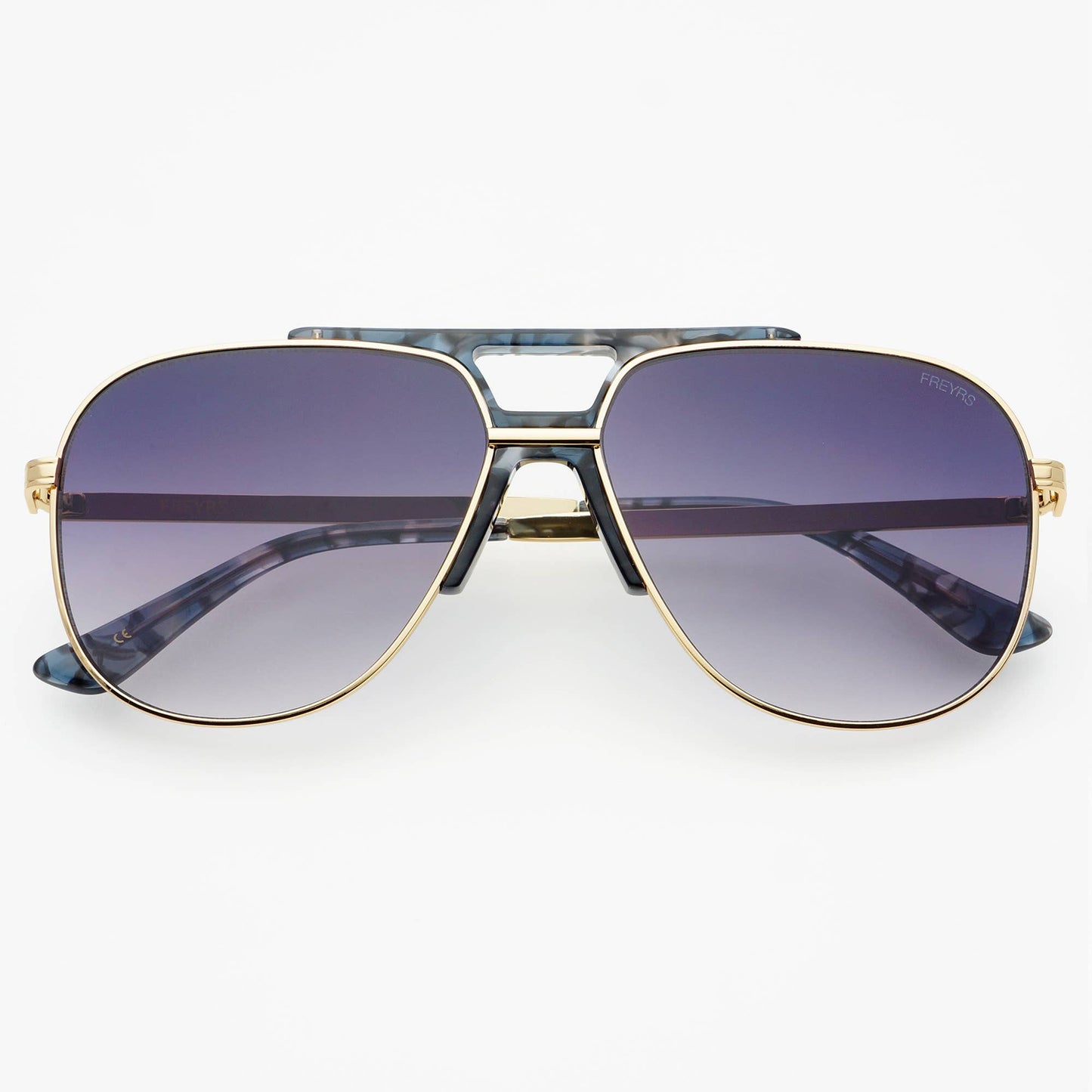 Logan ( NEW ) Acetate Aviator Unisex Sunglasses: Light Gold / Gray Freyrs