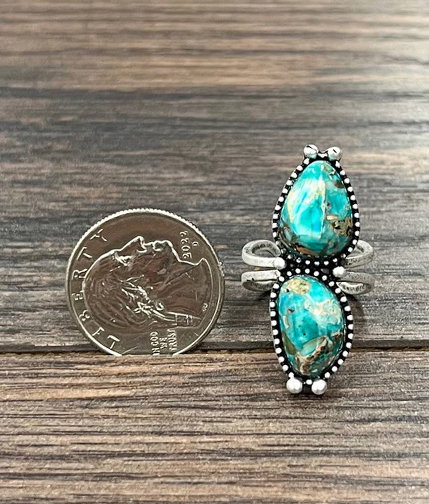 750556, 1.5" Western Gemstone Adjustable Ring