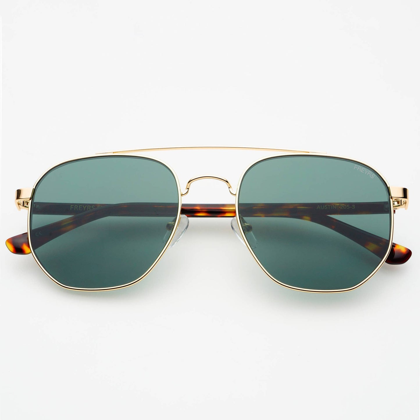 Austin Unisex Sunglasses : Gold / Green Freyrs