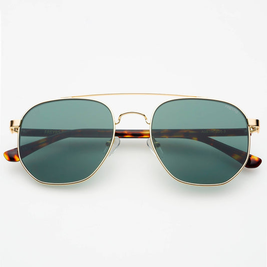 Austin Unisex Sunglasses : Gold / Green Freyrs