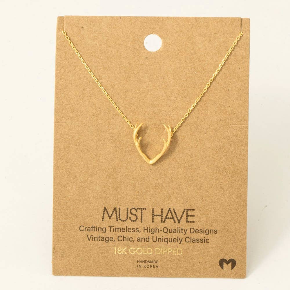 Gold Dipped Antler Pendant Necklace: Gold or Silver Fame