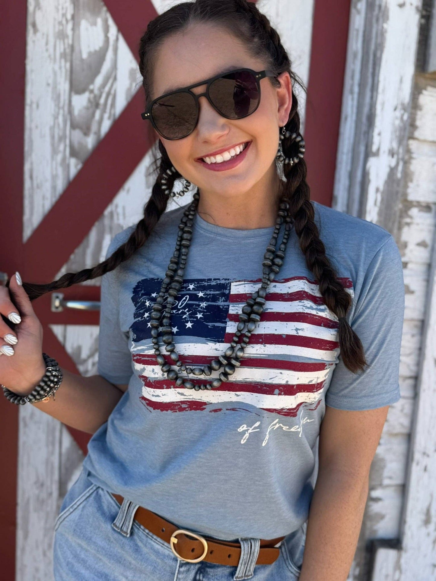 250 Years of Freedom Tee: Stonewash Denim Texas True