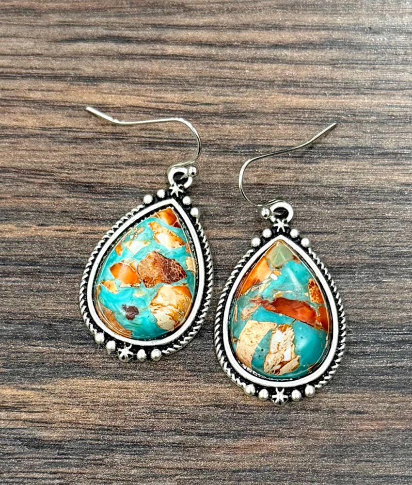 Western Teardrop 1.2” Gemstone Earrings 726595 Isac
