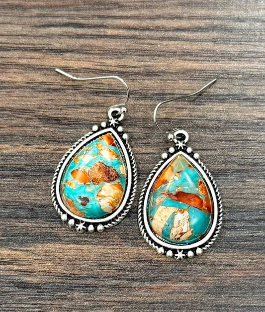 Western Teardrop 1.2” Gemstone Earrings 726595 Isac