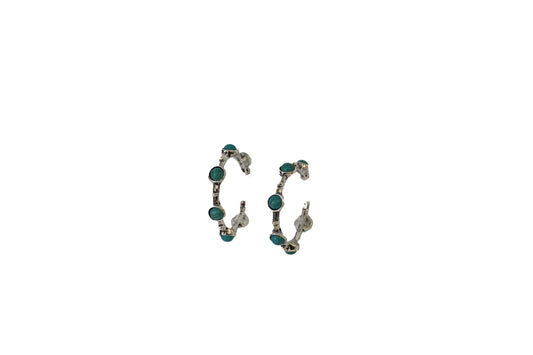 1.25" Silver Hoop Earring with Turquoise Accents West Co