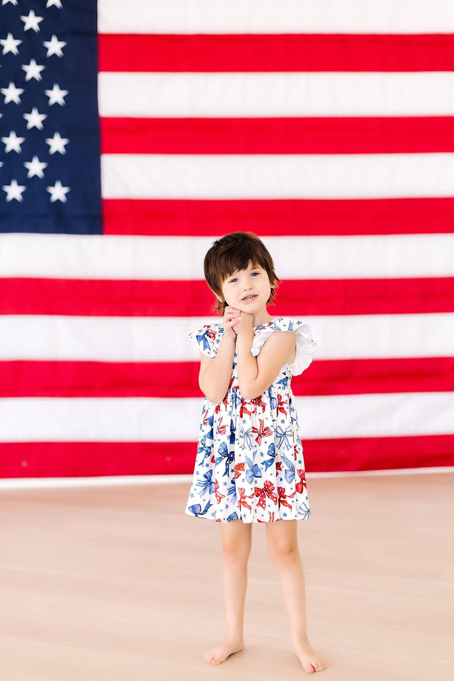 Born to Sparkle Flutter Sleeve Twirl Dress: Mila Fl