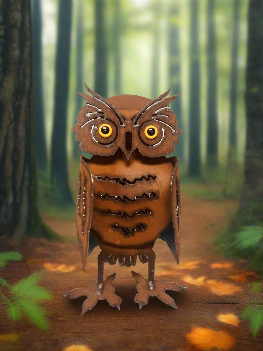 Owl Small Rustic Garden Sculpture Rusty Yard Art ironwork