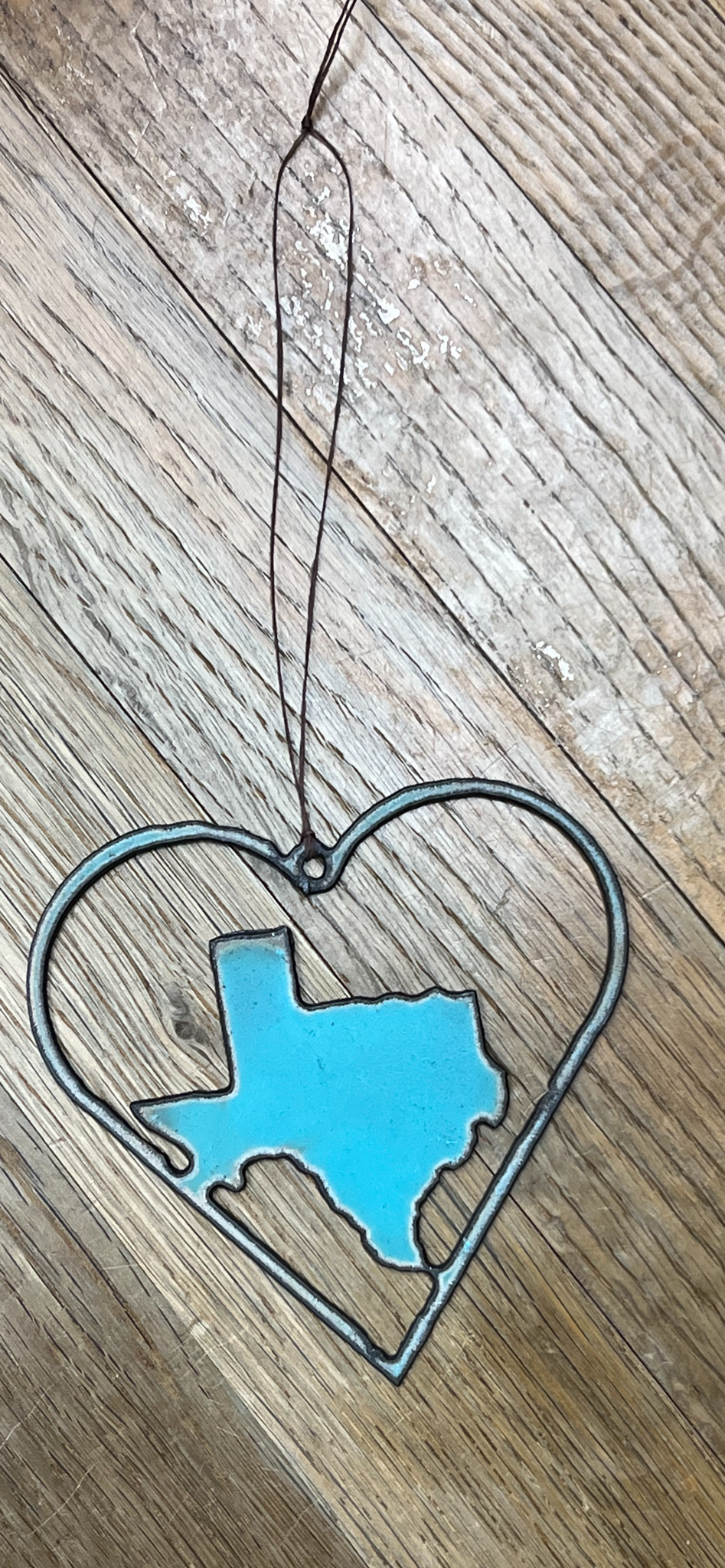 Texas Heart Turquoise Ornament