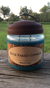 Buck Naked Cowboy Rustic Candle