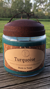 Turquoise Rustic Candle