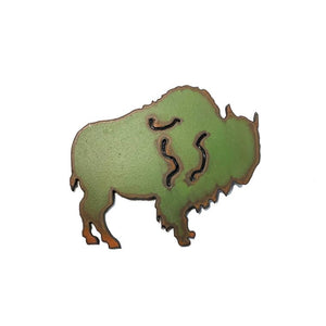 Buffalo magnet recycled metal sign southwestern gifts western Yellowstone XL Green gifts USA Texas